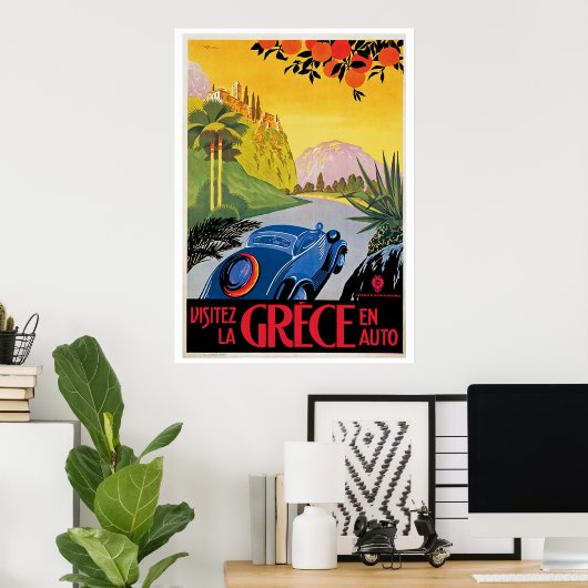 Visitez La Grece en Auto Poster (Thuiskantoor)