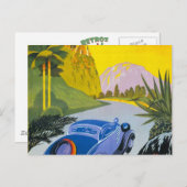 Visitez La Grece en Auto Retro Holiday Poster Briefkaart (Voorkant / Achterkant)