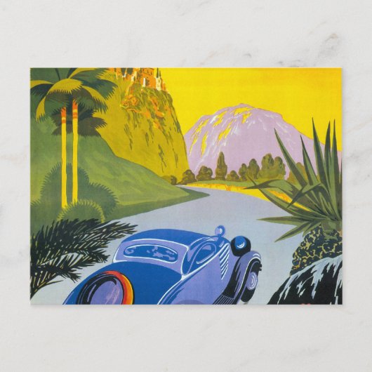 Visitez La Grece en Auto Retro Holiday Poster Briefkaart (Voorkant)