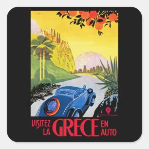 Visitez La Grece en Auto Vierkante Sticker