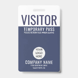 Visitor Blue Company Logo Visitor Pass ID Badge