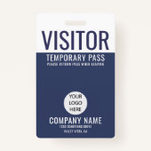 Visitor Blue Company Logo Visitor Pass ID Badge (Voorkant)