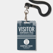 Visitor Blue Company Logo Visitor Pass ID Badge (Voorkant met koord)