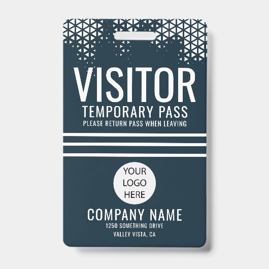 Visitor Blue Company Logo Visitor Pass ID Badge (Voorkant)