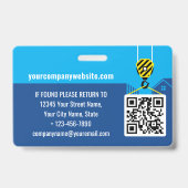 Visitor Pass ID Bouwplaats Navy Blue Custom Badge (Back)