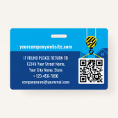 Visitor Pass ID Bouwplaats Navy Blue Custom Badge (Achterkant)