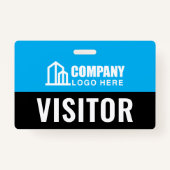 Visitor Pass ID Logo Bouwplaats Blue Custom Badge (Voorkant)