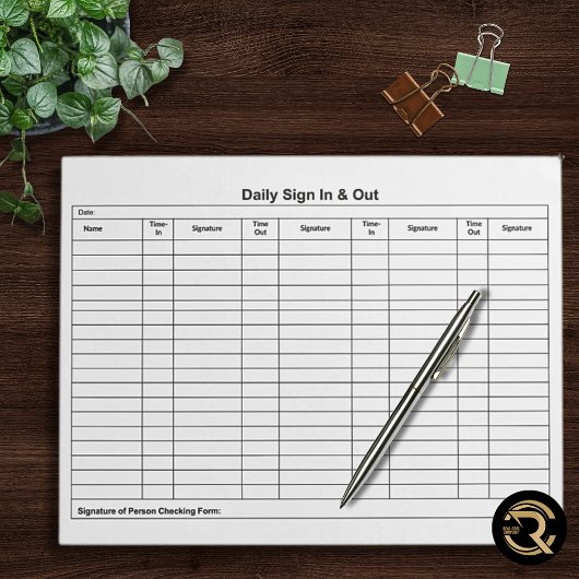 Visitor Sign In Sign Out Tracker Notitieblok