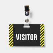 "VISITOR" + zwarte & gele Stripes-badge Badge (Voorkant met clip)