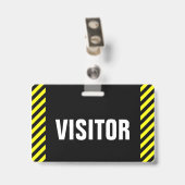 "VISITOR" + zwarte & gele Stripes-badge Badge (Achterkant met clip)