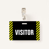 "VISITOR" + zwarte & gele Stripes-badge Badge (Achterkant met clip)