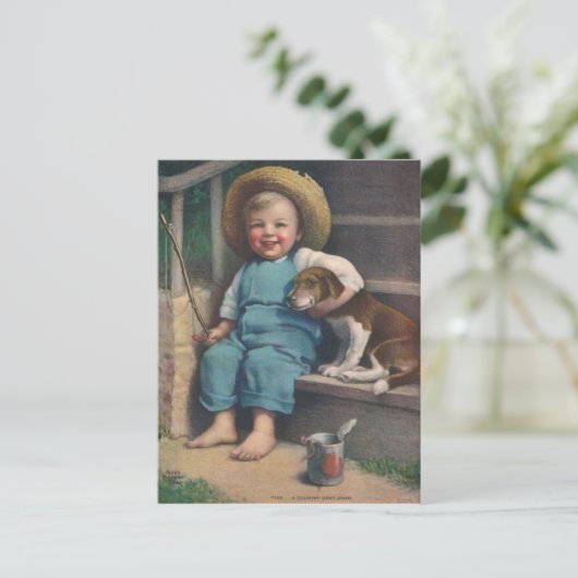  visjongen met briefkaart (Staand voorkant)