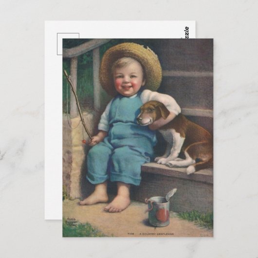  visjongen met briefkaart (Voorkant / Achterkant)