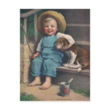  visjongen met briefkaart