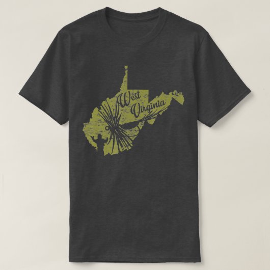  viskaart van West-Virginia WV Vliegen T-shirt (Design voorkant)
