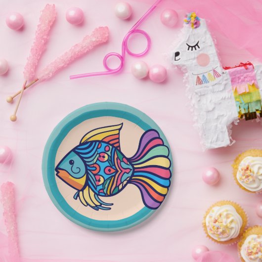 viskleur papieren bordje (Feest)