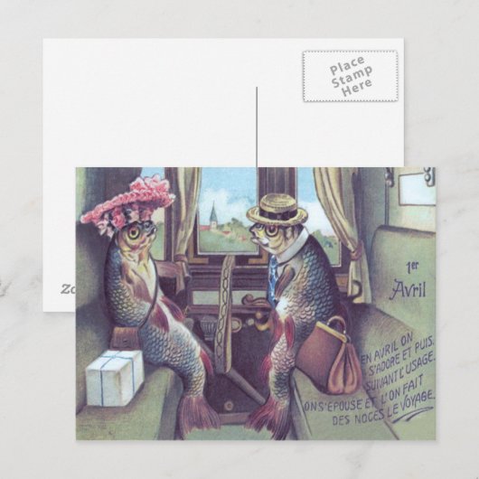 Viskoppel in de trein briefkaart (Voorkant / Achterkant)