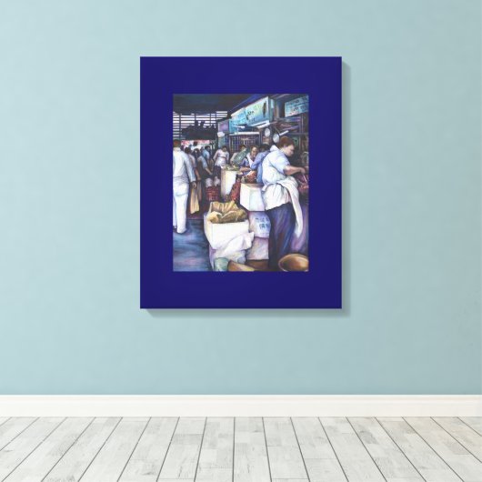 Viskopsoep Singapore Canvas Afdruk (Insitu (Houten vloer))