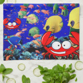 Viskrab Ocean Kitchen Handhanddoek Theedoek (Gevouwen)