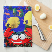 Viskrab Ocean Kitchen Handhanddoek Theedoek (Quarter Fold)