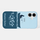 Visliefhebber, blauw iPhone 16 hoesje (Achterkant horizontaal)