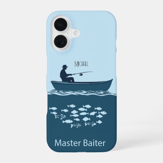 Visliefhebber, blauw iPhone 16 hoesje (Achterkant)