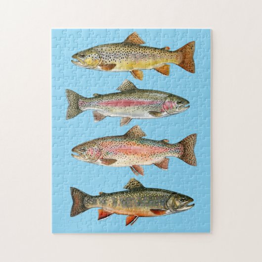 Visliefhebber – Forel Vissen Ontwerp Legpuzzel (Verticaal)