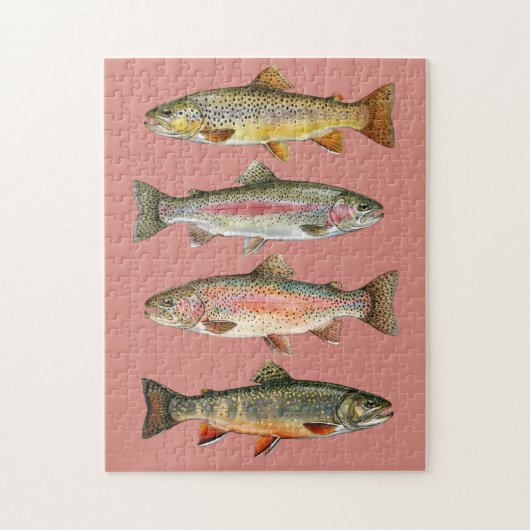 Visliefhebber – Forel Vissen Ontwerp Legpuzzel (Verticaal)