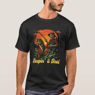 Visliefhebber Visser Skelet Meer Leven Houdend T-shirt
