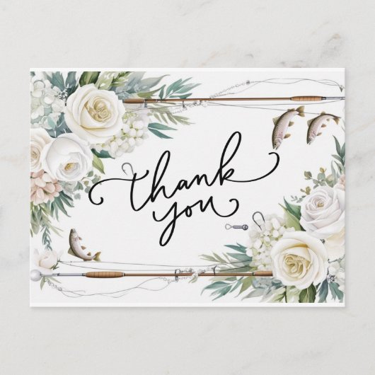 Visliefhebbers bedankt met vis en bloemen briefkaart (Voorkant)