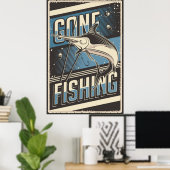 visliefhebbers met een coole retro poster (Thuiskantoor)