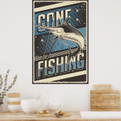 visliefhebbers met een coole retro poster (Keuken)