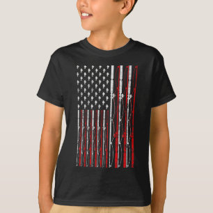 Vislijn Amerikaanse Vlag Grappige Vintage Visserij T-shirt