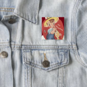Vislijn Vis Landjongen Valentijn Vierkante Button 5,1 Cm (In situ)