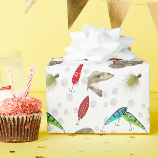 Vislokmiddelen met bellen cadeaupapier (Verjaardagsfeest)