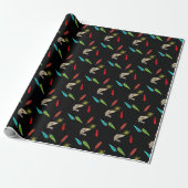Vislokmiddelen Met Vis Op Zwart Cadeaupapier (Uitgerold)