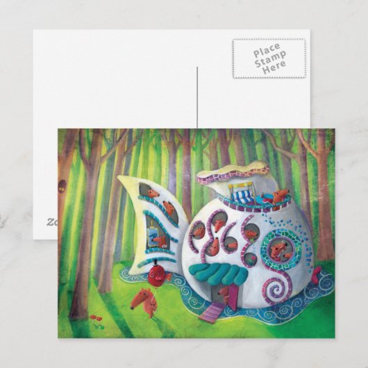 Vismagische schuring in het bos briefkaart (Voorkant / Achterkant)