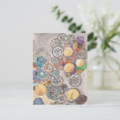 Vismarkt Hoi en Vietnam Waterverf Illustratie Briefkaart (Staand voorkant)