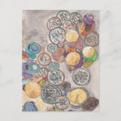 Vismarkt Hoi en Vietnam Waterverf Illustratie Briefkaart (Voorkant)