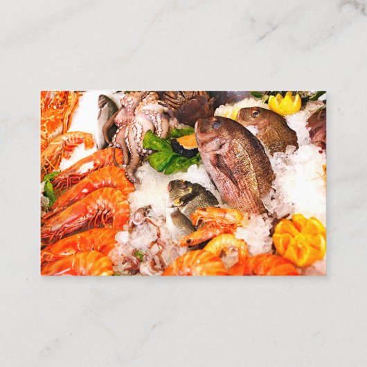 Vismarkt op zwarte achtergrond visitekaartje (Achterkant)