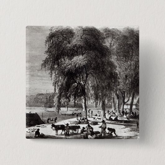 Vismarkt, Paramribo Vierkante Button 5,1 Cm (Voorkant)