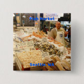 Vismarkt, Seattle, Washington Vierkante Button 5,1 Cm (Voorkant)