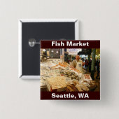 Vismarkt Seattle Washington Vierkante Button 5,1 Cm (Voorkant /achterkant)