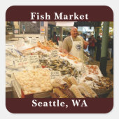 Vismarkt Seattle Washington Vierkante Sticker (Voorkant)
