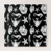 Vismotief: zwart wit patroon. legpuzzel (Horizontaal)
