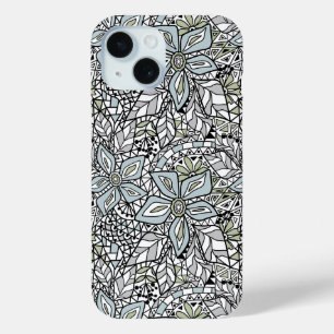 Visnet kant bloemmotief wit roze zwart iPhone 15 case