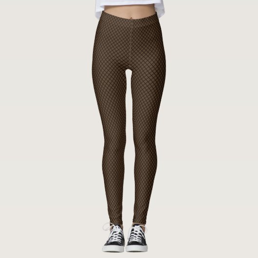 visnetlook middelgrote bruine Leggings (Voorkant)