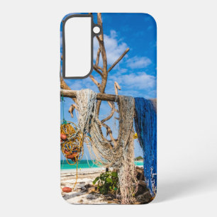 Visnetten drogen op het strand samsung galaxy hoesje