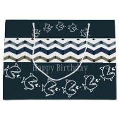 Visontwerp met blauwe patronen groot cadeauzakje (Voorkant)