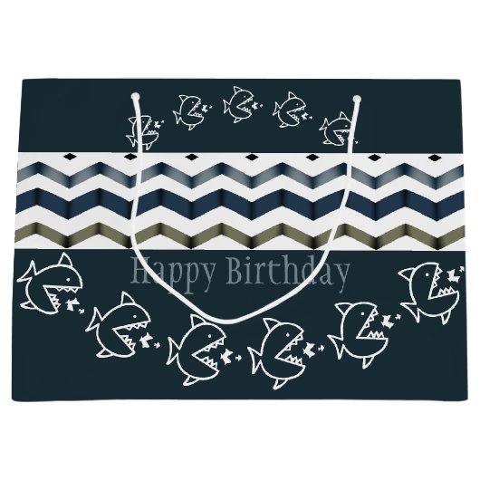 Visontwerp met blauwe patronen groot cadeauzakje (Voorkant)